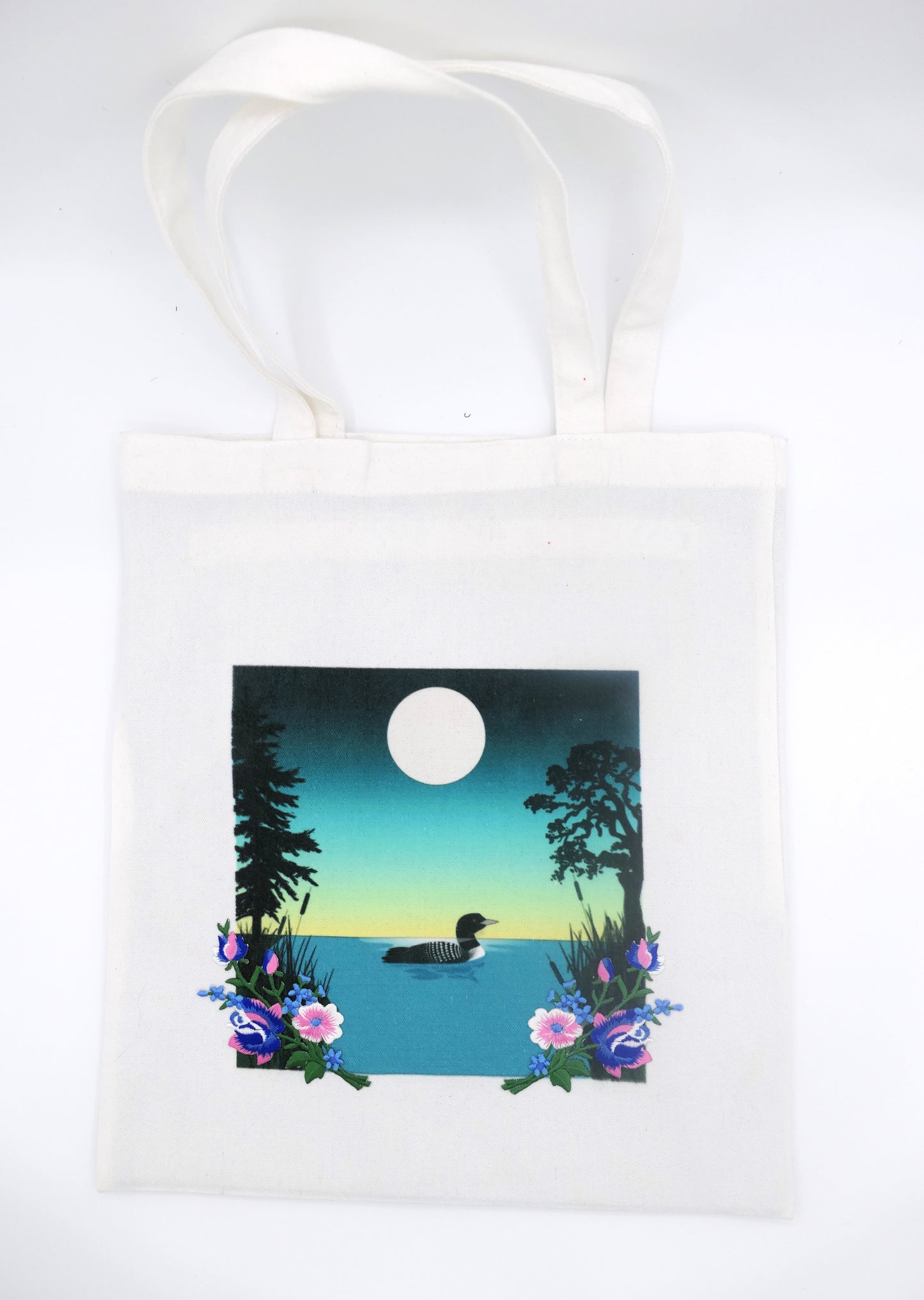 « Loon Moon »- Broderie de sac fourre-tout